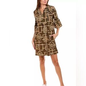 Jude Connally Kerry Mini Swing Dress Bamboo Lattice Jude Cloth Brown Size L